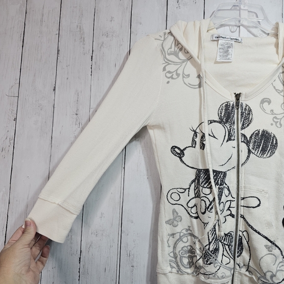 Disney World Disneyland Ivory Minnie Graphic Full Zip Hooded Jacket Size XS. - Picture 3 of 6